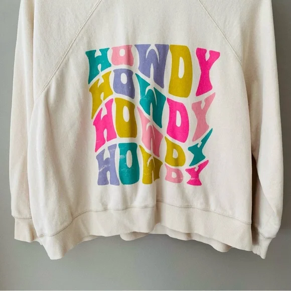 Originality 'Howdy' Pullover Sweatshirt Cream Sz XS - Picture 3 of 9